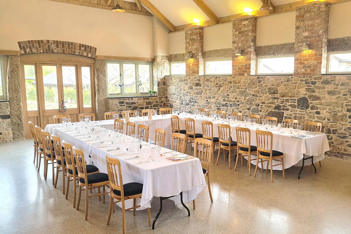 Tables in a barn