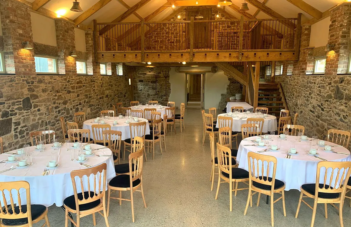 Tables in a barn